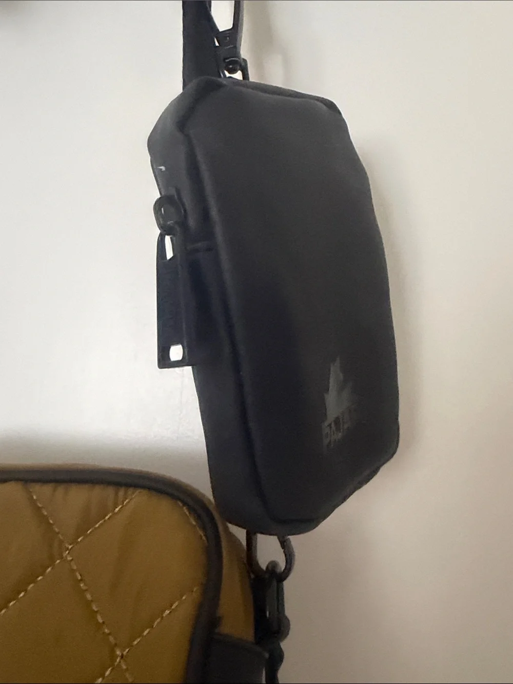 Pajar Olive Green Quilted Crossbody Bag with Black Strap